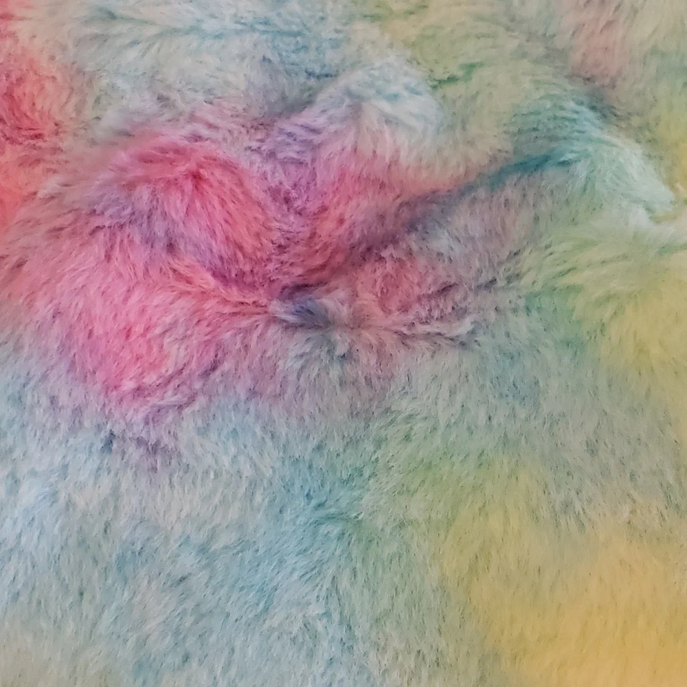 Yikeyo Tie Dye Fleece Coat in Pink, Blue, Purple and Yellow with a Bow Size L